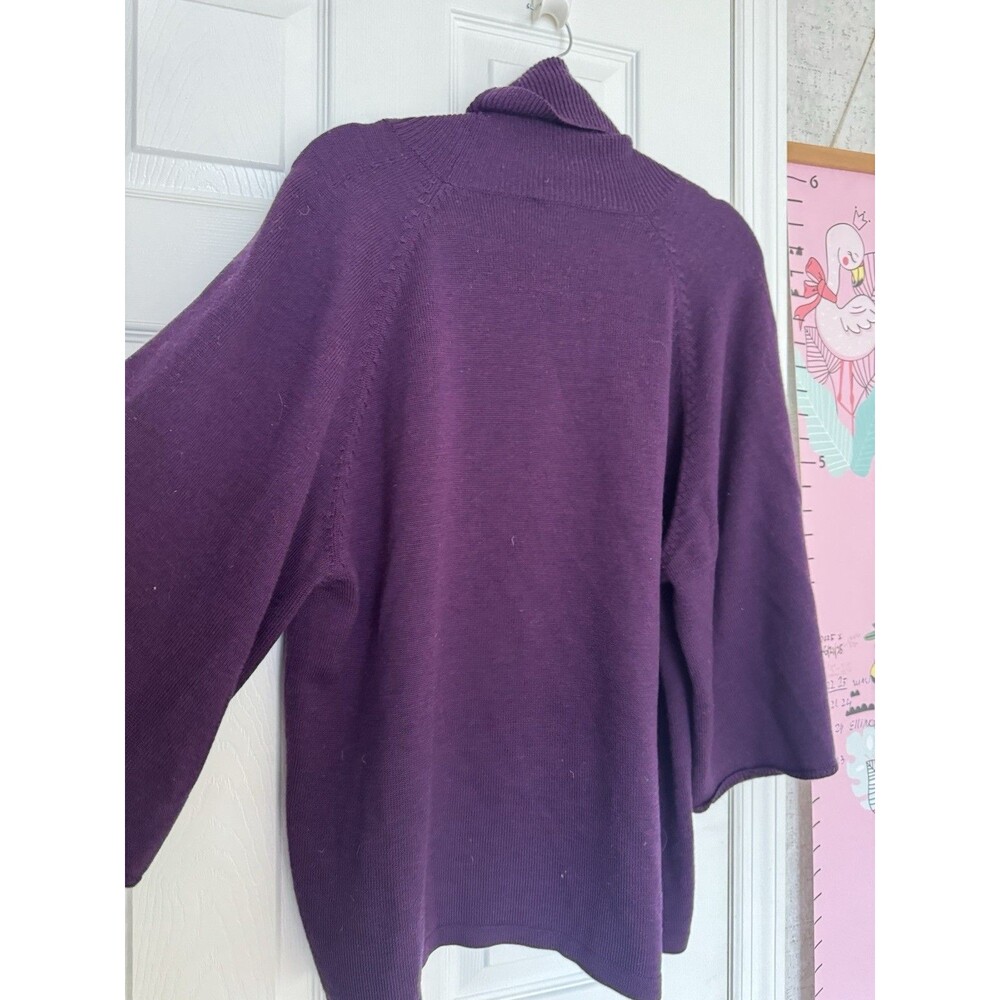 Eileen Fisher Large Womens Dark Purple Sweater Merino Wool - Picture 7 of 10
